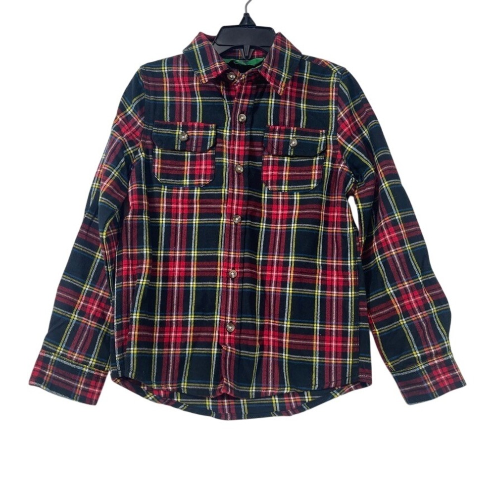 Dip Plaid Long Sleeve Button‎ Down Shirt Kids Size 5T Red Green Yellow